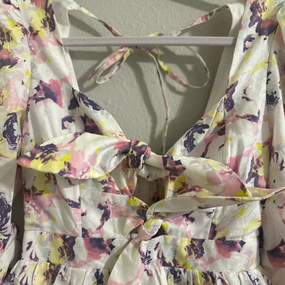 NWT Lait Pastel Floral Mini Dress w/ Front Tie